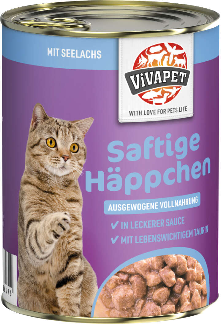 ViVAPET Katzen-Nassfutter Saftige Häppchen Seelachs